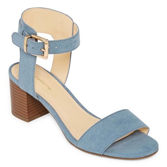 Liz Claiborne Shoes - New Eclipse Blue Suede Heeled Sandals Sz 9 1/2